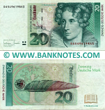 Germany 20 Deutsche Mark 1.10.1993 (AZ8678694K5) (circulated) VF+