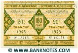 Algeria Lottery ticket 180 Francs 1945. Serial # 142171 (nice) XF