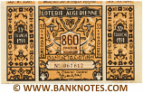 Algeria Lottery ticket 860 Francs 1951. Serial # 067612 (nice) XF