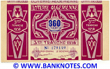 Algeria Lottery ticket 860 Francs 1956. Serial # 179149 (nice) XF