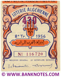 Algeria lottery 1/2 ticket 430 Francs 1956 Serial # 116720 XF
