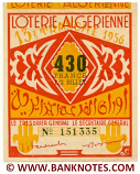 Algeria lottery 1/2 ticket 430 Francs 1956 Serial # 151335 AU