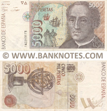 Spain 5000 Pesetas 12.10.1992 (V9073485) (circulated) VF