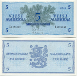 Finland 5 Markkaa 1963 (X68546xx) UNC