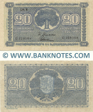 Finland 20 Markkaa 1945 (T2031986 / Litt.B) (circulated) VF