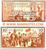 French Indo-China 10 Cents (1939) (Nº 481763 AG) (lt. circulated) XF
