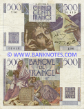 France 500 Francs 12.9.1946 (Serie T.96/Nº239331419) (circulated) F-VF