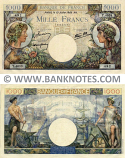 France 1000 Francs 13.7.1944 (Y.4033/100822492) (lt. circulated) XF+ (wst)