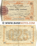 France 25 Centimes 1915 (Aisne & Ardennes) (19/71,751) (circulated) VF+