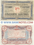 France 50 Centimes 1918 (Chambre de Commerce de Troyes) (Serie 496/Nº13,xxx) UNC