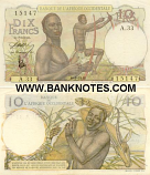 French West Africa 10 Francs 1948 (A.33/15147) (lt. circulated) XF