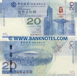 Hong Kong 20 Dollars 1.1.2008 (299302) (no folder) UNC