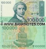 Croatia 100000 Dinara 1993 (A57130xx) UNC