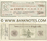 Italy Mini-Cheque 100 Lire 12.11.1976 (Banca Agr. C. di Reggio Emilia) (CL 5334534) (circulated) VF