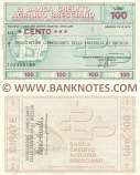 Italy Mini-Cheque 100 Lire 13.2.1978 (La Banca Credito Agrario Bresciano) (107557963) (circulated) F-VF