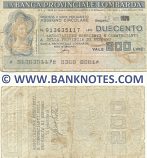 Italy Mini-Cheque 200 Lire 17.6.1977 (La Banca Provinciale Lombarda) (921968334) (circulated) VG-F