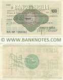 Italy Mini-Cheque 100 Lire 14.2.1977 (Il Banco di Sicilia, Genova)