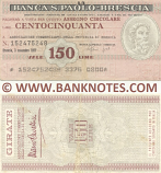 Italy Mini-Cheque 150 Lire 3.11.1977 (La Banca S.Paolo-Brescia) (152475248) (circulated) F-VF