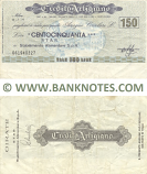 Italy Mini-Cheque 150 Lire 15.7.1977 (Il Credito Artigiano, Milano) (061940327) (circulated) F-VF