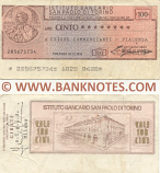 Italy Mini-Cheque 100 Lire 20.12.1976 (L'Istituto Bancario San Paolo di Torino) (285675734) (circulated) VF