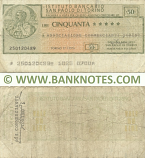Italy Mini-Cheque 50 Lire 27.1.1976 (L'Istituto Bancario San Paolo di Torino) (250120489) (circulated) F