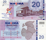 Lithuania 20 Litu 2004 Maxima (DDD Nr. 069xxx) UNC