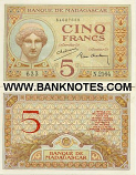 Madagascar 5 Francs (ca. 1937) (N.2164/54087630) AU+