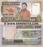 Madagascar 500 Francs = 100 Ariary (1988-93) (AE4816xxx) UNC