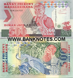 Madagascar 2500 Francs = 500 Ariary (1993) (YD9426743) UNC