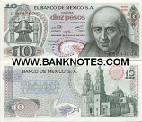 Mexico 10 Pesos 1974 (1CX/X1356895) AU