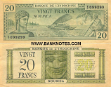 New Caledonia 20 Francs (1944) (FT 099299) (lt. circulated) XF+