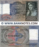 Netherlands 10 Gulden 15.4.1942 (8 BT 064820) (circulated) VF