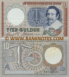 Netherlands 10 Gulden 23.3.1953 (1CV-029199) (circulated) VF