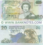 New Zealand 20 Dollars 1992 (ZZ081125) Replacement UNC