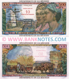 Reunion 10 NF on 500 Francs (1971) (W.1/02482669) UNC