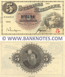 Sweden 5 Kronor 1951 (F 846210) Sig: "Lundgren"; Jan Magnusson (lt. circulated) XF