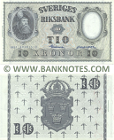 Sweden 10 Kronor 1957 (28292366) (Sig: Einar Lagrelius; Unidentified) (lt. circulated) XF+