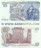 Sweden 10 Kronor 1968 (Sig: Per Åsbrink; Erik Warnberg) (0152183) (lt. circulated) XF
