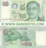Singapore 5 Dollars 1999 (0AH269412) (circulated) VF-XF