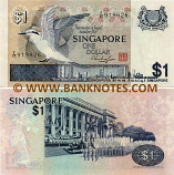 Singapore 1 Dollar (1976) (solid sec. thread) (F/38 7131xx) UNC