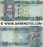 South Sudan 10 Pounds 2015 (AL46165xx) UNC