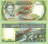 Swaziland 5 Emalangeni (1984) (F000000) SPECIMEN UNC