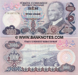 Turkey 1000 Lira L.1970 (1981) (F76/457576) UNC