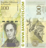 Venezuela 100,000 Bolivares 13.12.2017 (variable ink '100'; w/o horse on sec. thread) (C-199163xx) UNC