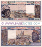 Benin 5000 Francs 1990 (K.011/0259706766) (Sig.21: Ouattara, Kone) (lt. circulated) XF-AU