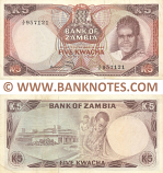 Zambia 5 Kwacha (1973) (5/F 957121) (lt. circulated) XF