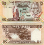 Zambia 5 Kwacha (1980-88) (44/C 2806xx) UNC