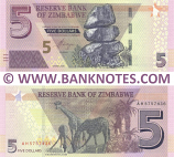 Zimbabwe 5 Dollars 2019 (AH5757436) UNC