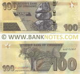 Zimbabwe 100 Dollars 2020 (AA21528xx) UNC