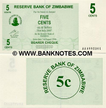 Zimbabwe 5 Cents 2006 (AA09953xx) UNC